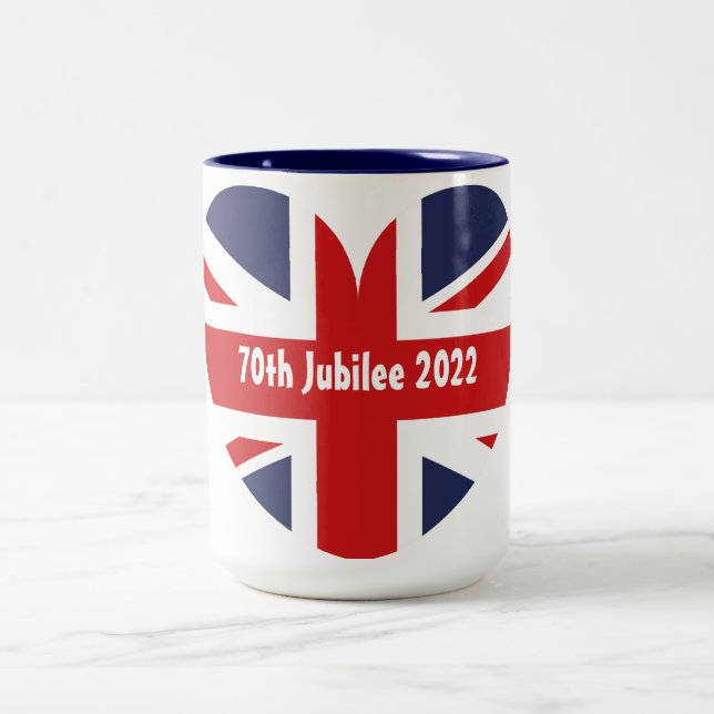 Tasse 2 Couleurs Drapeau britannique du 70e jubilé 2022 (Centre)