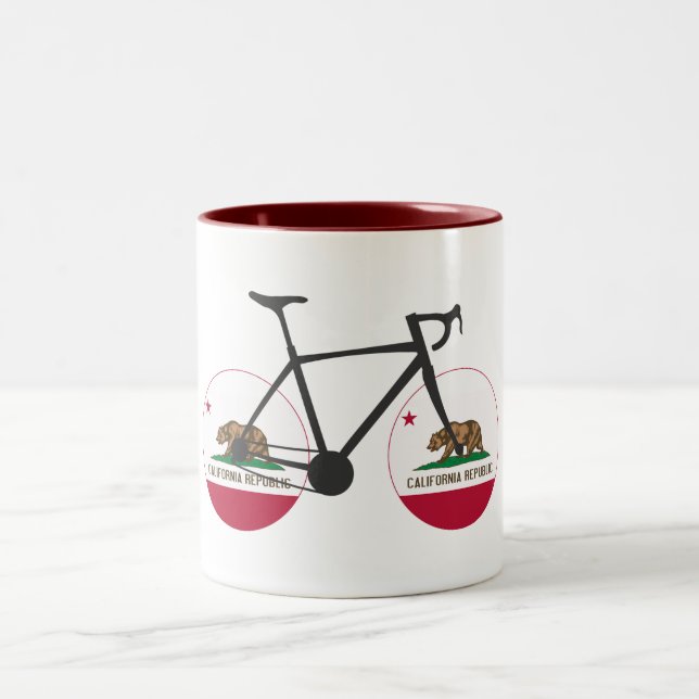 Tasse 2 Couleurs Drapeau californien à vélo (Centre)