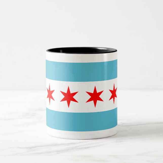 Tasse 2 Couleurs Drapeau de Chicago (Centre)