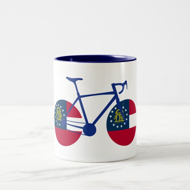 Tasse 2 Couleurs Drapeau de Géorgie à vélo (Centre)