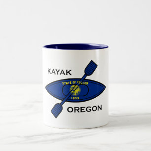 Tasse 2 Couleurs Drapeau de Kayak Oregon