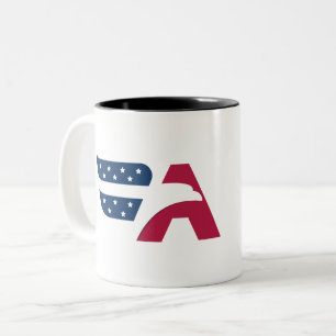 Tasse 2 Couleurs Drapeau de la lettre A de l'aigle américain patrio