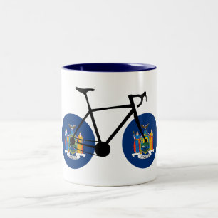 Tasse 2 Couleurs Drapeau de l'État de New York à vélo