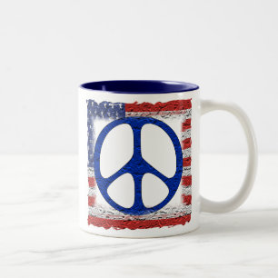 Tasse 2 Couleurs Drapeau déchiré en lambeaux de paix