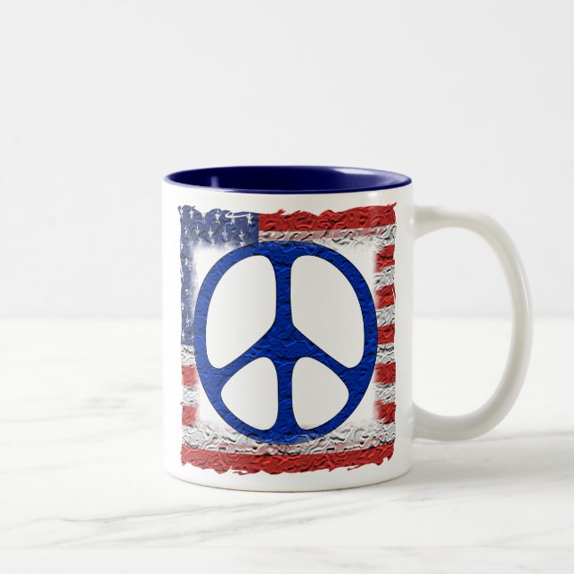Tasse 2 Couleurs Drapeau déchiré en lambeaux de paix (Droit)