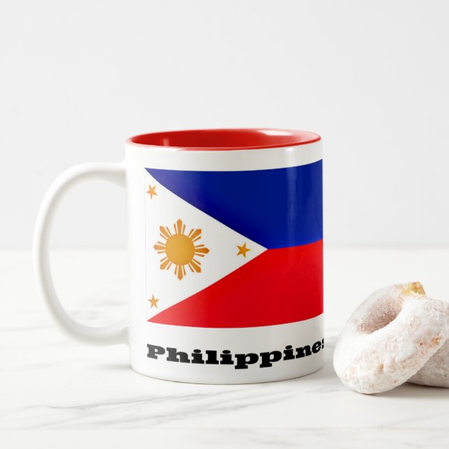 Tasse 2 Couleurs Drapeau des Philippines, archipel, (Avec donut)