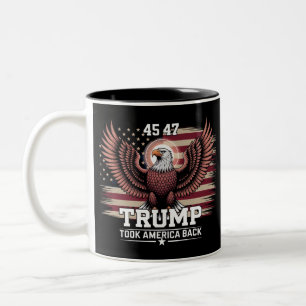 Tasse 2 Couleurs Drapeau du 45e et 47e président Trump 2025 Aigle A