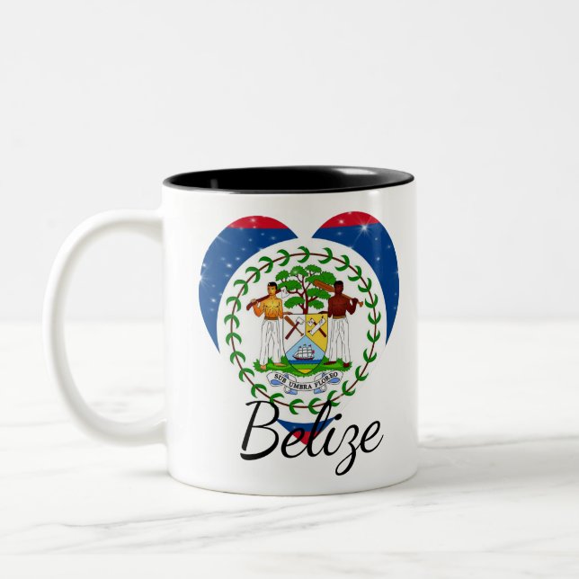 Tasse 2 Couleurs Drapeau du Belize. (Gauche)
