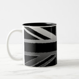 Tasse 2 Couleurs Drapeau d'Union Jack de gris noir et argenté