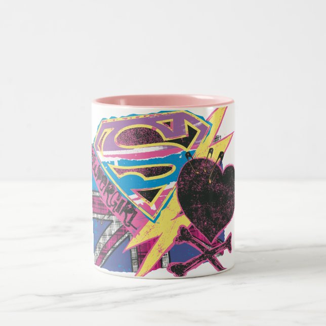 Tasse 2 Couleurs Drapeau et os croisés de Supergirl (Centre)