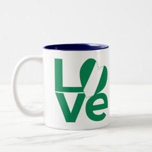 Tasse 2 Couleurs Drapeau nigérian vert LOVE en forme de cœur