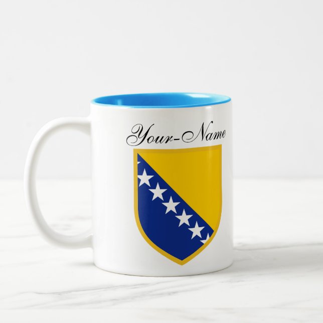 Tasse 2 Couleurs Drapeau personnel de la Bosnie (Gauche)