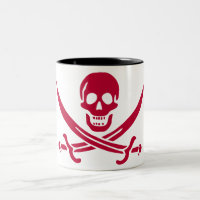 Drapeau pirate Crâne Rouge et Épées de Calico Jack