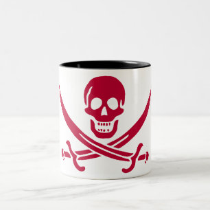 Tasse 2 Couleurs Drapeau pirate Crâne Rouge et Épées de Calico Jack