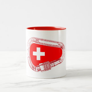 Tasse 2 Couleurs Drapeau Suisse Escalade carabiner
