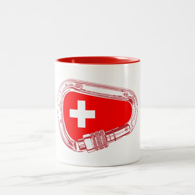 Tasse 2 Couleurs Drapeau Suisse Escalade carabiner (Centre)