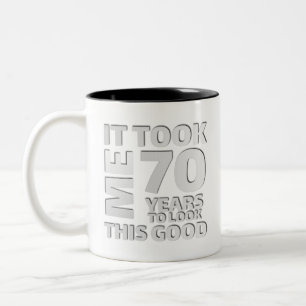 Tasse 2 Couleurs Drôle 70 ans disant citation