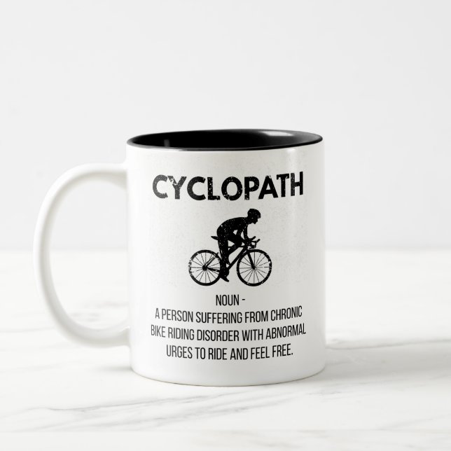 Tasse 2 Couleurs Drôle Cycopath Définition Cadeau, Vélo Papa (Gauche)