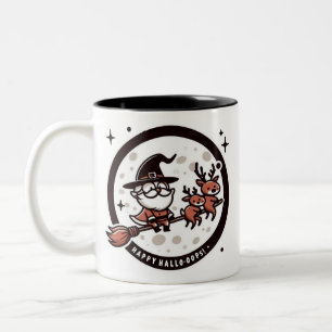 Tasse 2 Couleurs Drôle de "Joyeux Hallo-Oups!" Sorcière du Père Noë