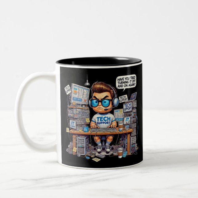 Tasse 2 Couleurs Drôle de support technique (Gauche)