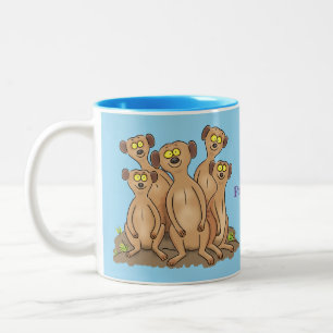 Tasse 2 Couleurs Drôle dessin de la famille meerkat