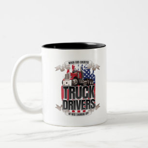 Tasse 2 Couleurs Drôle Dieu Créé Conducteurs de Camion Drapeau Amér