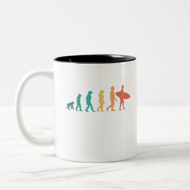 Tasse 2 Couleurs Drôle Humain Evolution Surfing Cadeau pour Surfers (Gauche)