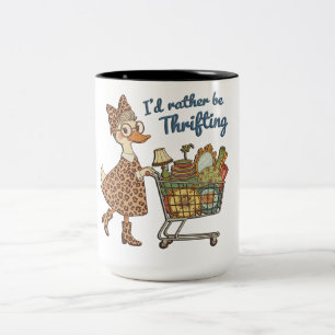 Tasse 2 Couleurs Drôle, je préférerais faire du shopping de seconde