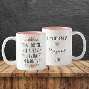 Tasse 2 Couleurs Drôle Lundi Citation Personnalisée Bonne Retraite