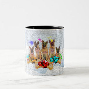 Tasse 2 Couleurs Drôle, mignon chien berger allemand Joyeux Noël