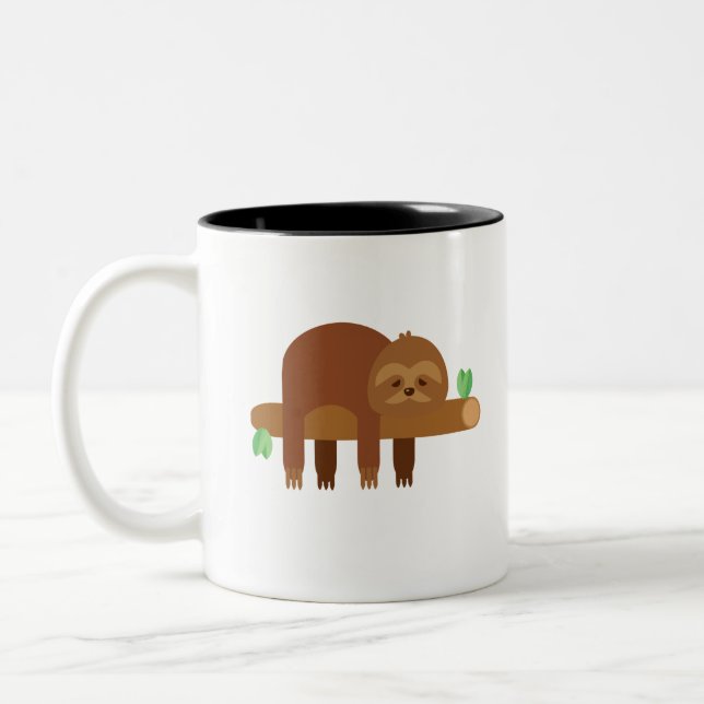 Tasse 2 Couleurs Drôle mignon Lazy Sloth cadeau (Gauche)