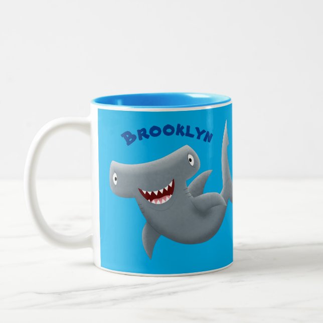 Tasse 2 Couleurs Drôle mignon requin marteau dessin animé (Gauche)
