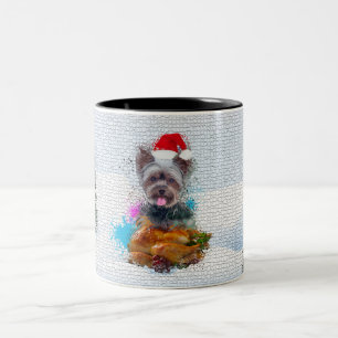 Tasse 2 Couleurs Drôle, mignon Yorkie Chien Noël