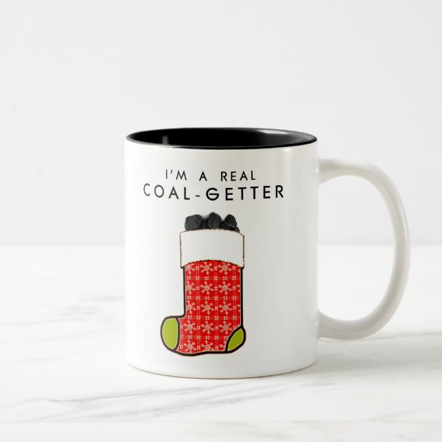 Tasse 2 Couleurs Drôle Naughty List Noël (Droit)