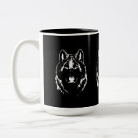 Drôle noir et blanc tête de loup croquis