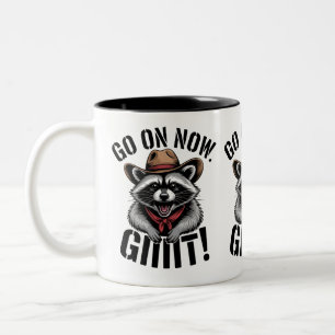 Tasse 2 Couleurs Drôle Raccoon Cowboy Continuer Maintenant Git Coun