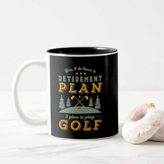 Tasse 2 Couleurs Drôle Retraité Plan de retraite Jouer Golf (Avec donut)