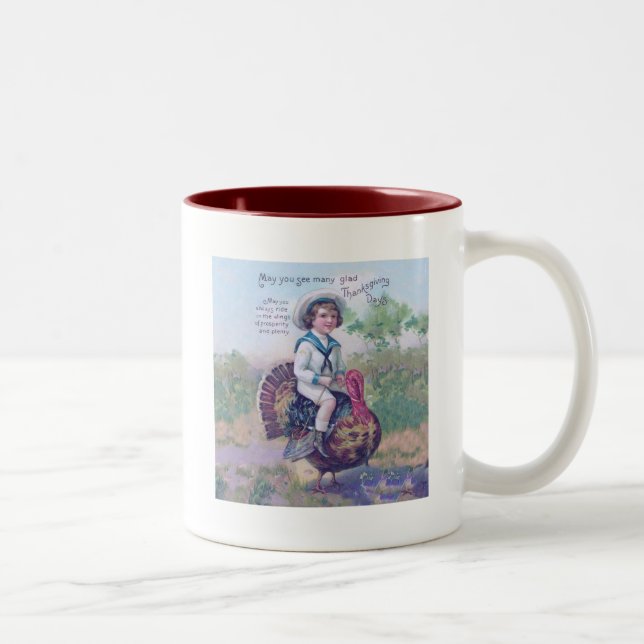 Tasse 2 Couleurs Drôle Thanksgiving Turquie (Droit)