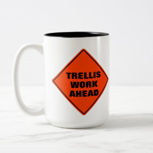 Tasse 2 Couleurs Drôle trellis orange travailler avant la prudence 