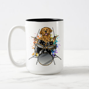 Tasse 2 Couleurs Drummer de chien Jouer des tambours