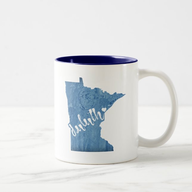 Tasse 2 Couleurs Duluth Minnesota Grain de bois (Droit)