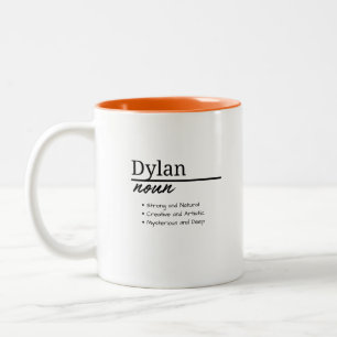 Tasse 2 Couleurs Dylan, Garçon Personnalisé Nom Définition