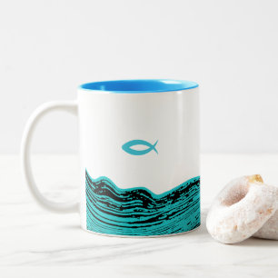 Tasse 2 Couleurs Eaux ondulées Jésus Poisson
