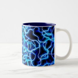 Tasse 2 Couleurs Éclair électrique néon bleu Tesla Coil
