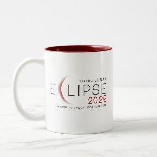 Tasse 2 Couleurs Éclipse Lunaire 2026 Emplacement Personnalisé Comm