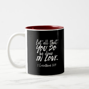 Tasse 2 Couleurs Écriture d'Amour Inspirationnelle - 1 Corinthiens 