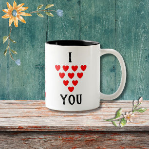 Tasse 2 Couleurs Écriture "Je t'aime" avec le coeur Saint Valentin