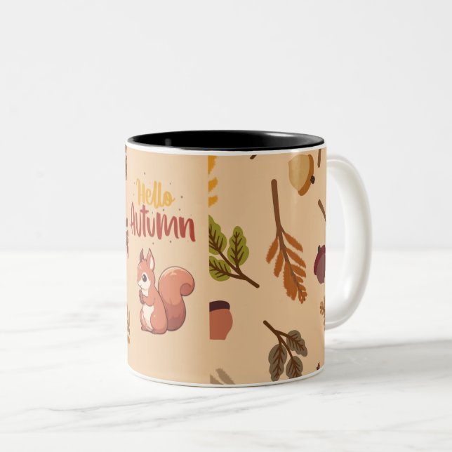 Tasse 2 Couleurs Écureuils Bonjour Autumm (Devant droit)