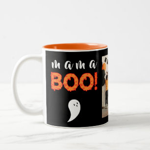 Tasse 2 Couleurs Éffrayant Mama Boo Orange Halloween Photo de famil