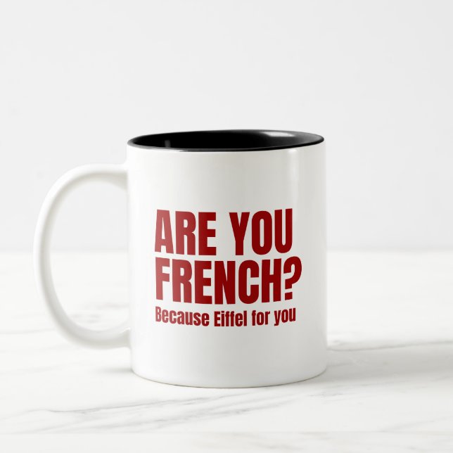 Tasse 2 Couleurs Eiffel pour vous : Design de jeu de mots mignon et (Gauche)